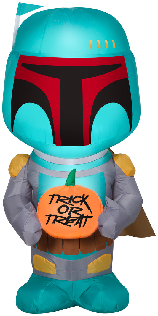 Inflatable Boba Fett with Pumpkin, 3.5 ft Tall, green