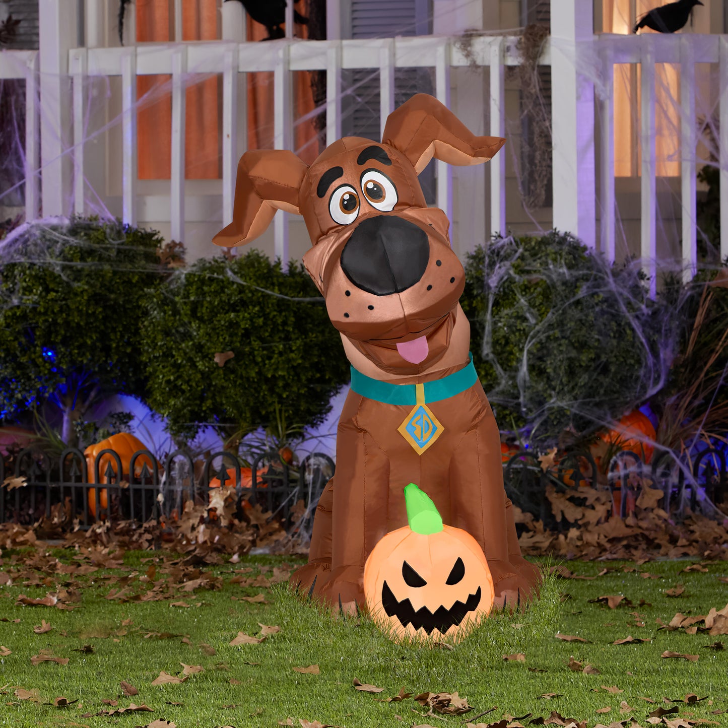 Inflatable SCOOB with Pumpkin, 3.5 ft Tall, brown lifestyle