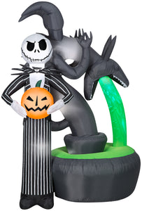 Gemmy Projection Airblown Jack Skellington w/Kaleidoscope Fountain Scene Disney, 6 ft Tall, Multi