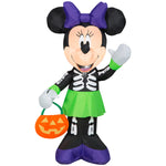 Load image into Gallery viewer, Disney Minnie Mouse Halloween Inflatable in Skeleton Costume with Pumpkin Treat Bag, 3.5-Ft Lighted Yard Decor for Indoor or Outdoor Use

