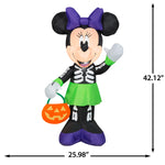 Load image into Gallery viewer, Disney Minnie Mouse Halloween Inflatable in Skeleton Costume with Pumpkin Treat Bag, 3.5-Ft Lighted Yard Decor for Indoor or Outdoor Use
