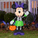 Load image into Gallery viewer, Disney Minnie Mouse Halloween Inflatable in Skeleton Costume with Pumpkin Treat Bag, 3.5-Ft Lighted Yard Decor for Indoor or Outdoor Use
