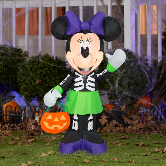 3.5-Ft Disney Minnie Mouse in Skeleton Costume with Pumpkin Treat Bag Halloween Inflatable lifestyle