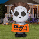 Load image into Gallery viewer, Gemmy Halloween Inflatable Michael Myers with Banner, 5 ft Tall, Multi
