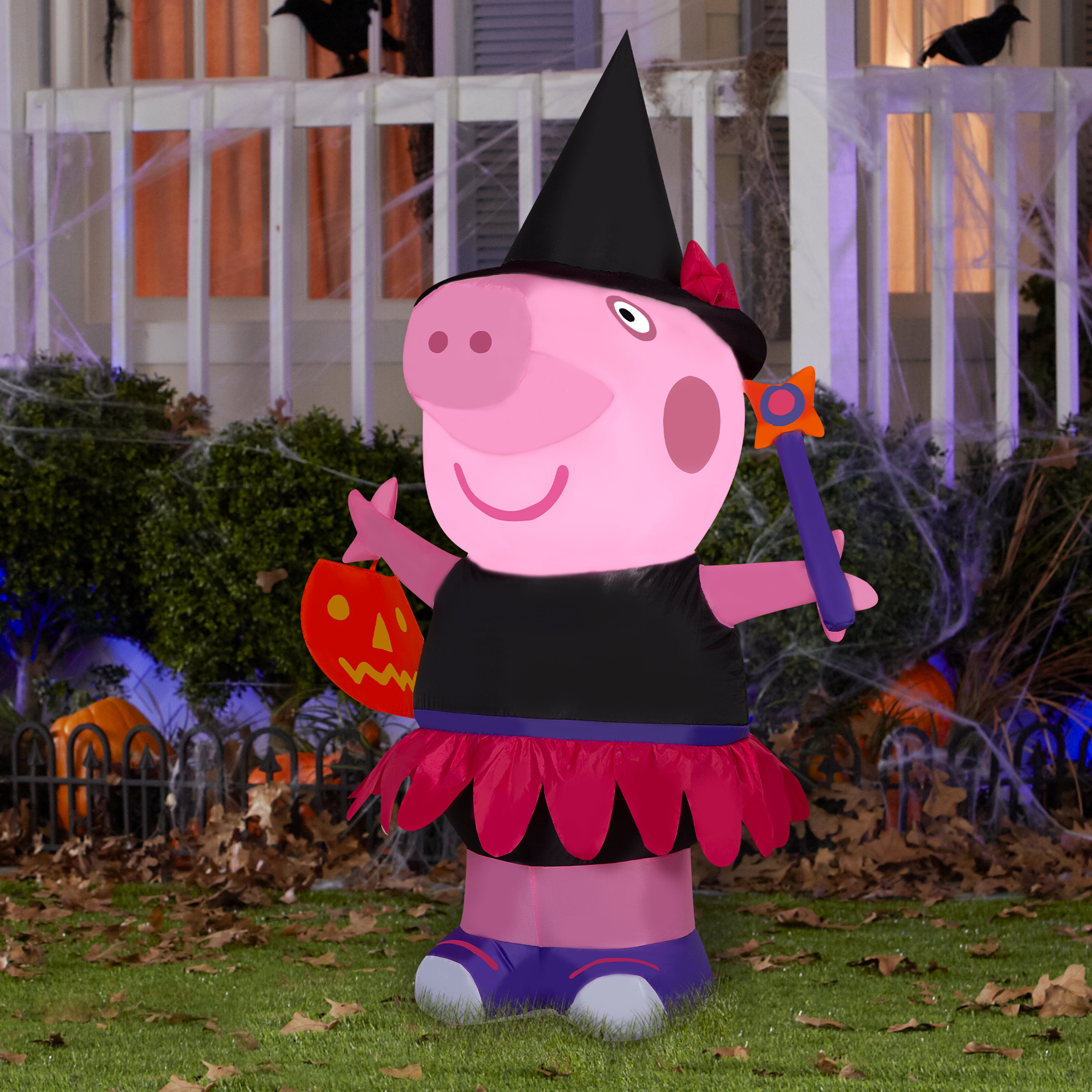 Gemmy Airblown Peppa Pig as Witch Peppa Pig, 4 ft Tall, Multi