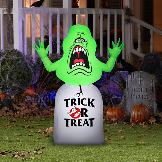 Inflatable Ghostbusters Slimer with Tombstone, 3.5 ft Tall, Green lifestyle