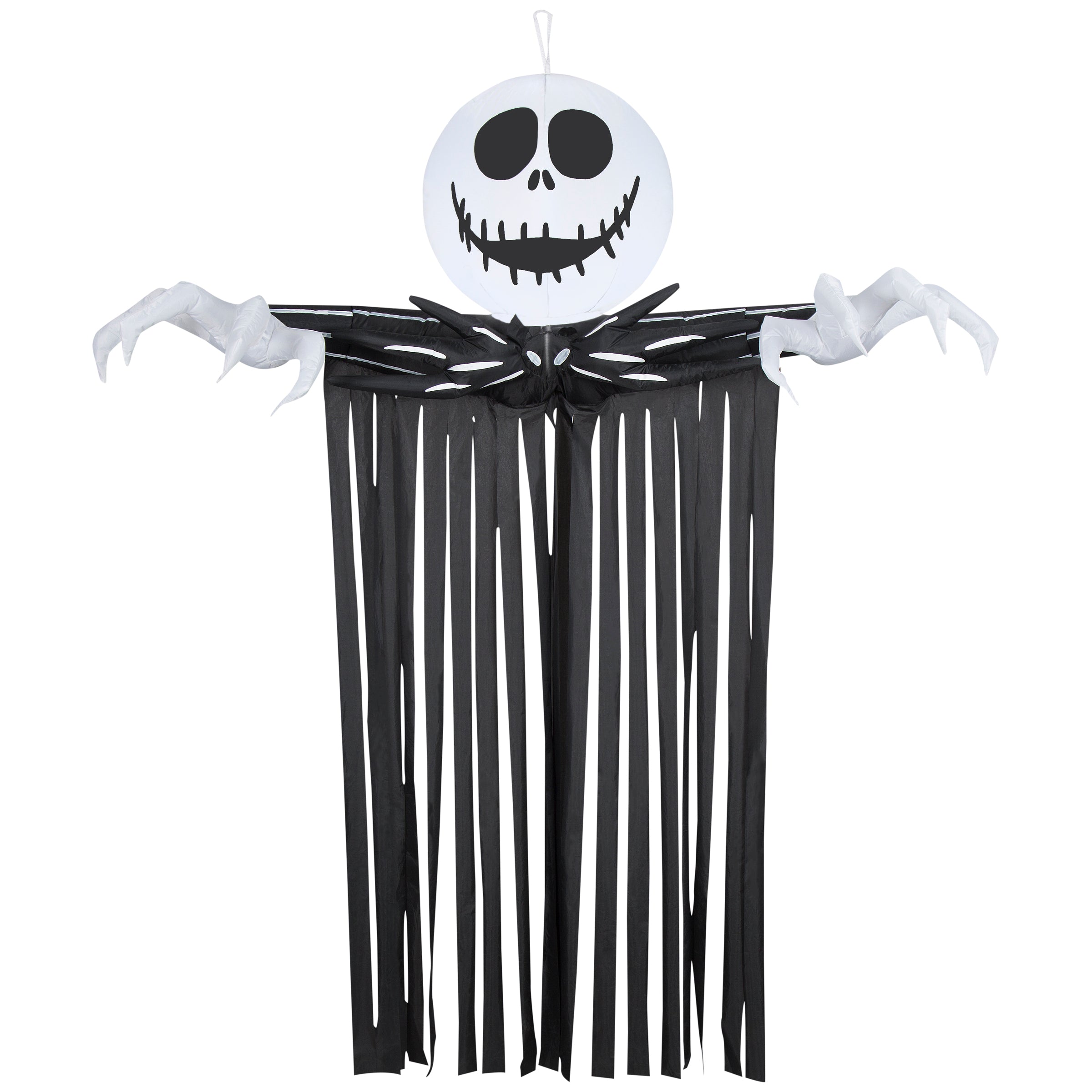 Gemmy Airblown Door Hanger Jack Skellington Head w/Streamers, 6.5 ft Tall, Black