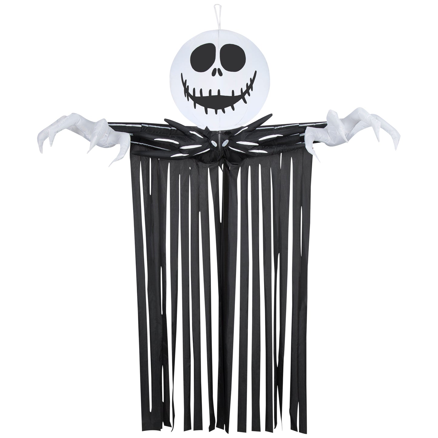 Gemmy Airblown Door Hanger Jack Skellington Head w/Streamers, 6.5 ft Tall, Black