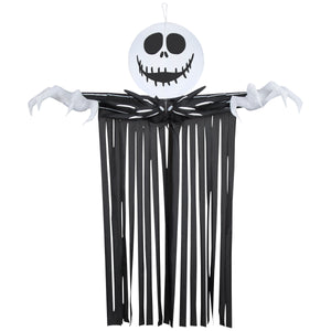 Gemmy Airblown Door Hanger Jack Skellington Head w/Streamers, 6.5 ft Tall, Black