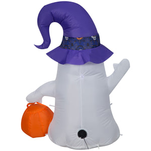 Gemmy Airblown Inflatable Ghost w/Patterned Hat, 3.5 ft Tall, Multi