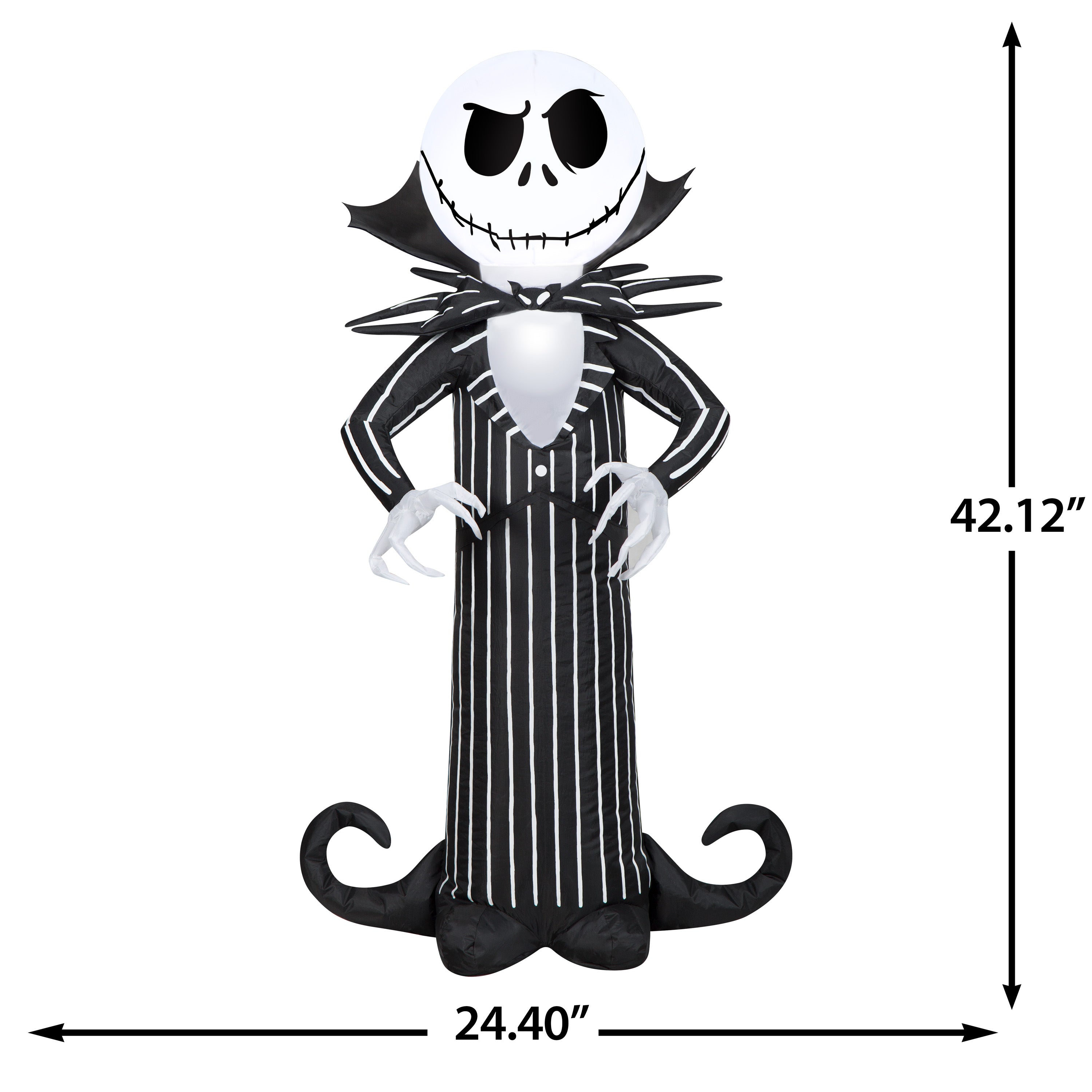 Gemmy Airblown Inflatable Jack Skellington w/Stylized Collar Disney, 3.5 ft Tall, Multicolored