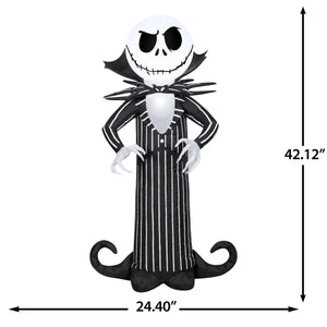 Gemmy Airblown Inflatable Jack Skellington w/Stylized Collar Disney, 3.5 ft Tall, Multicolored