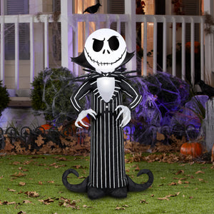 Gemmy Airblown Inflatable Jack Skellington w/Stylized Collar Disney, 3.5 ft Tall, Multicolored