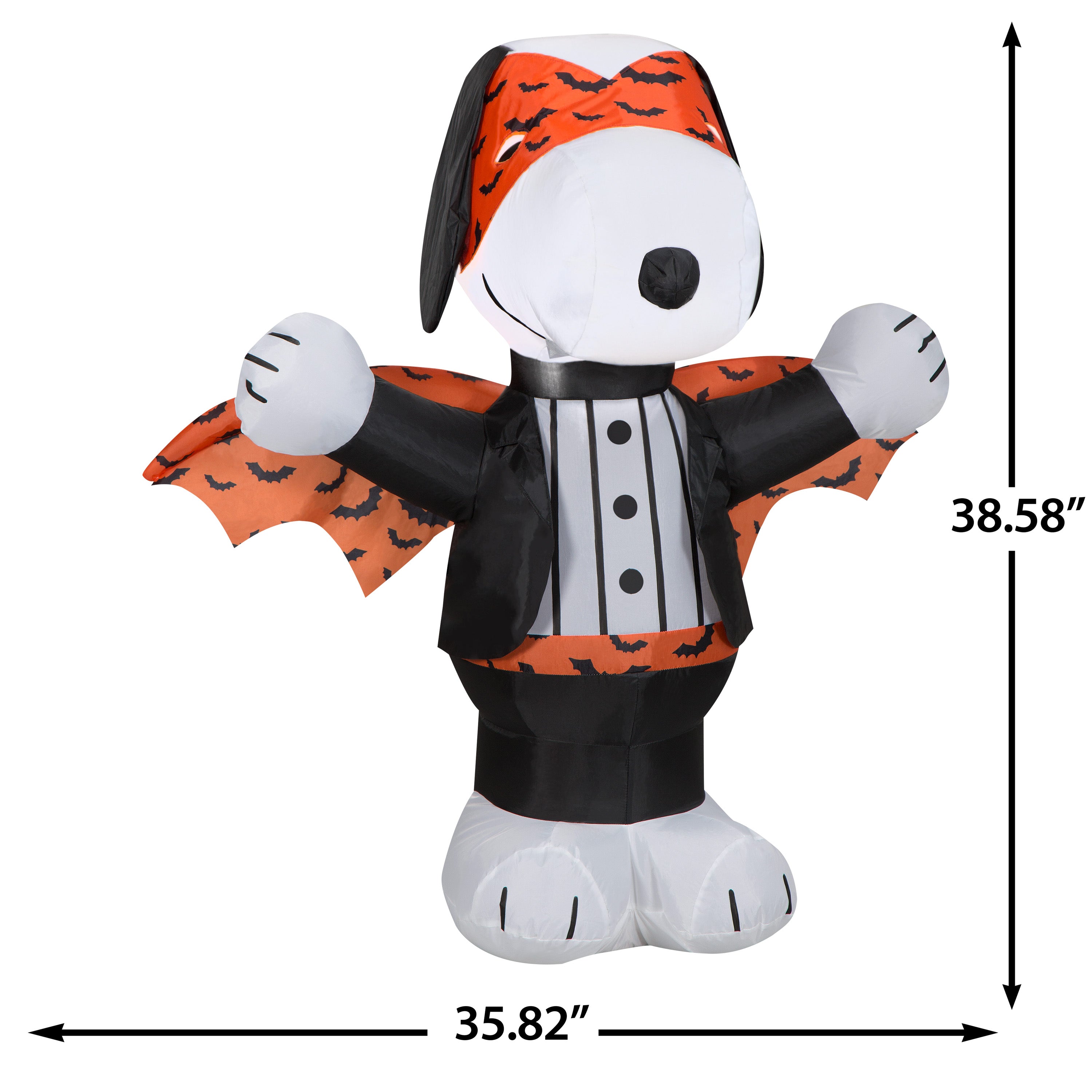 Gemmy Airblown Inflatable Snoopy w/Orange Vampire Print Peanuts, 3 ft Tall, Multicolored