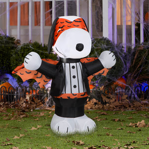 Gemmy Airblown Inflatable Snoopy w/Orange Vampire Print Peanuts, 3 ft Tall, Multicolored