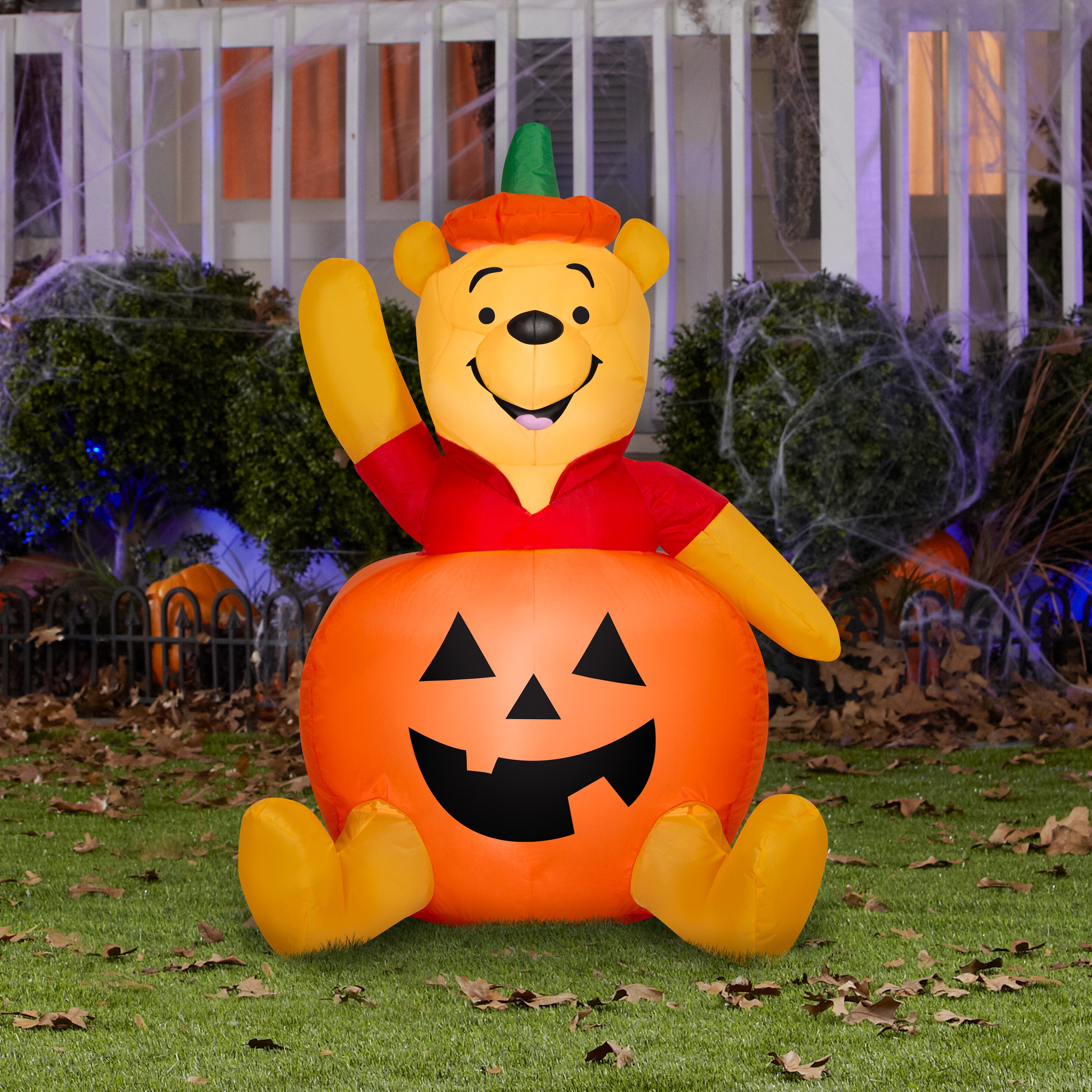 Gemmy Airblown Inflatable Pooh in Pumpkin Disney, 3 ft Tall, Multicolored