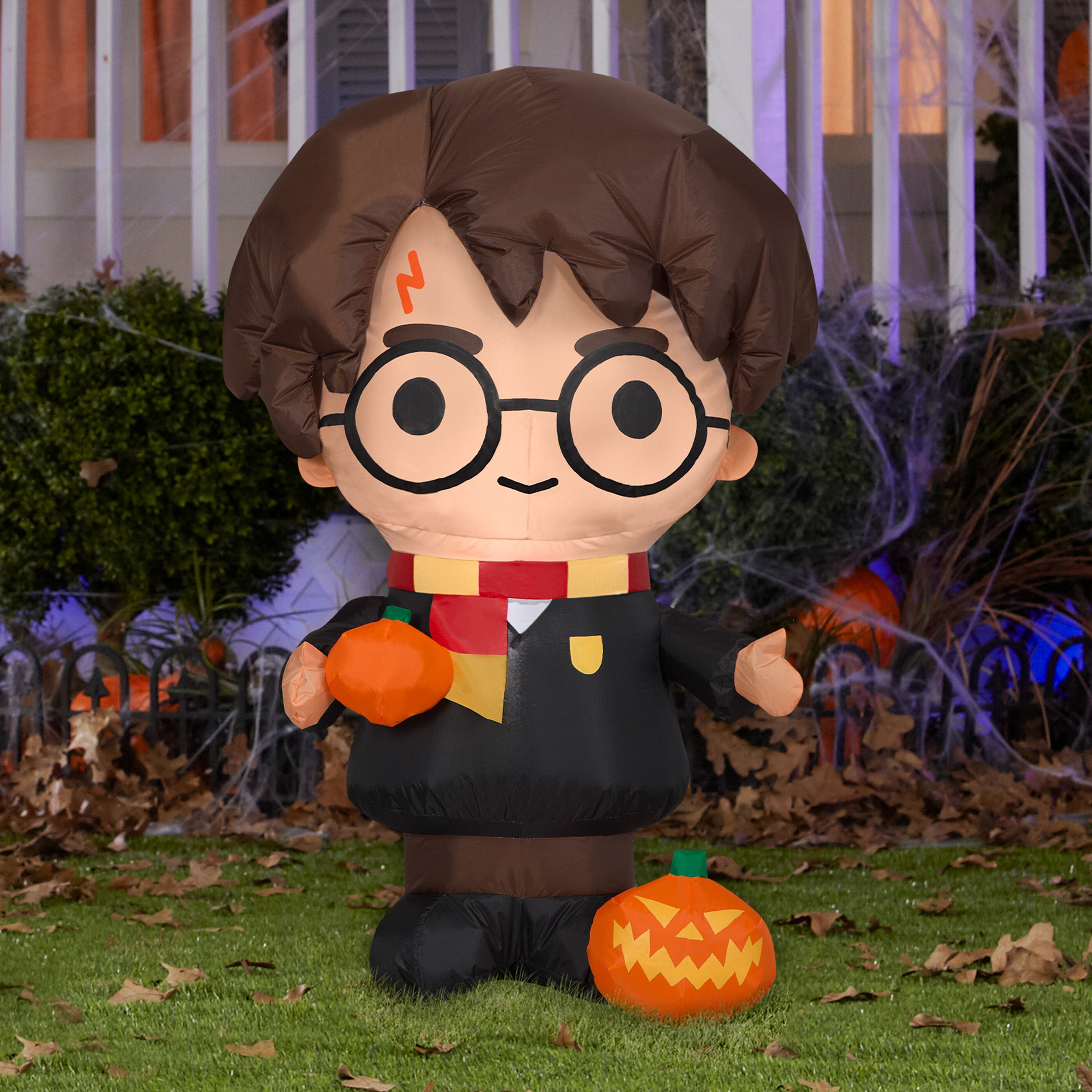 Gemmy Airblown Inflatable Harry Potter with Pumpkin, 3 ft Tall, black