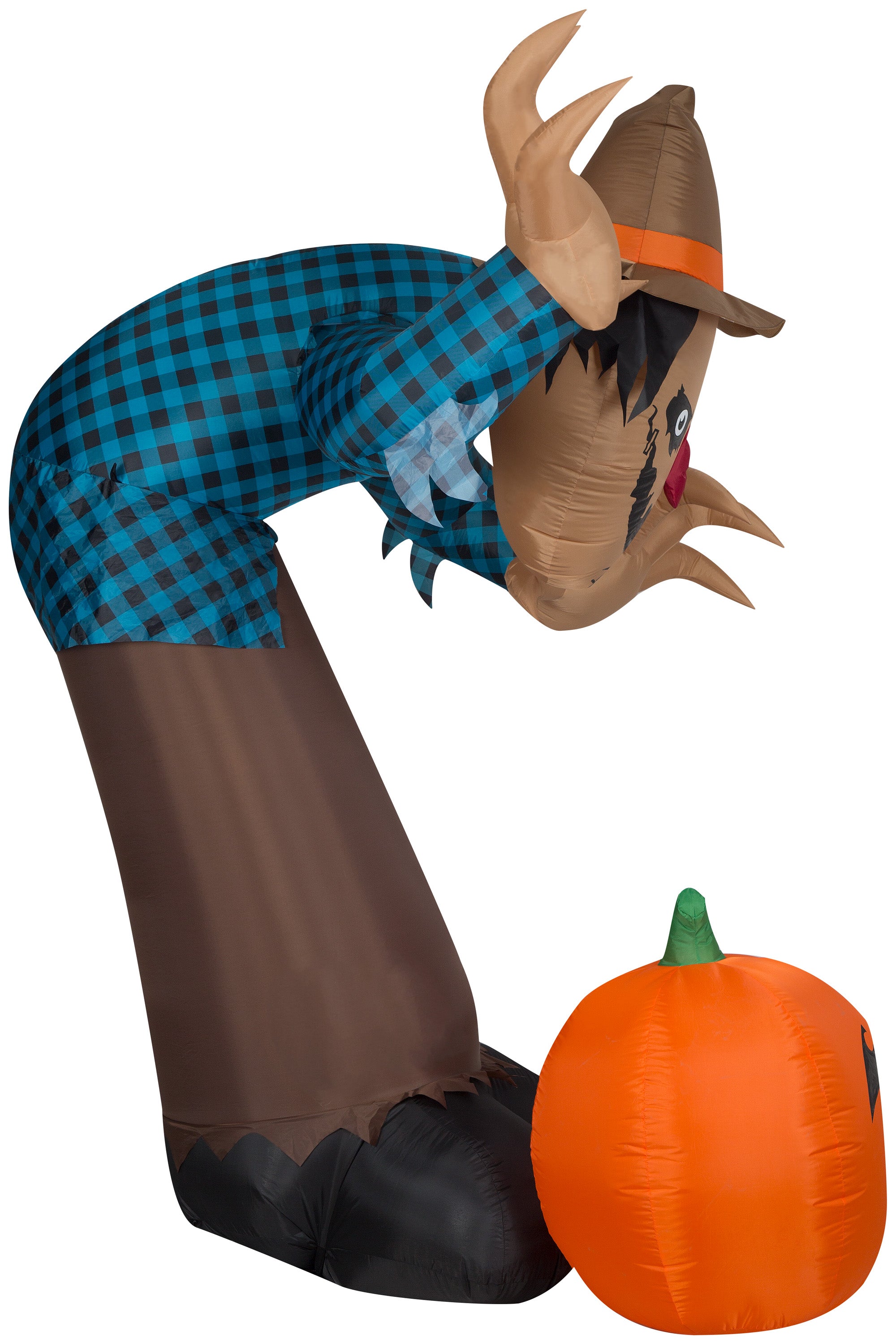 Gemmy Giant Animated Airblown Inflatable Haunted Scarecrow, 7.5 ft Tall, brown