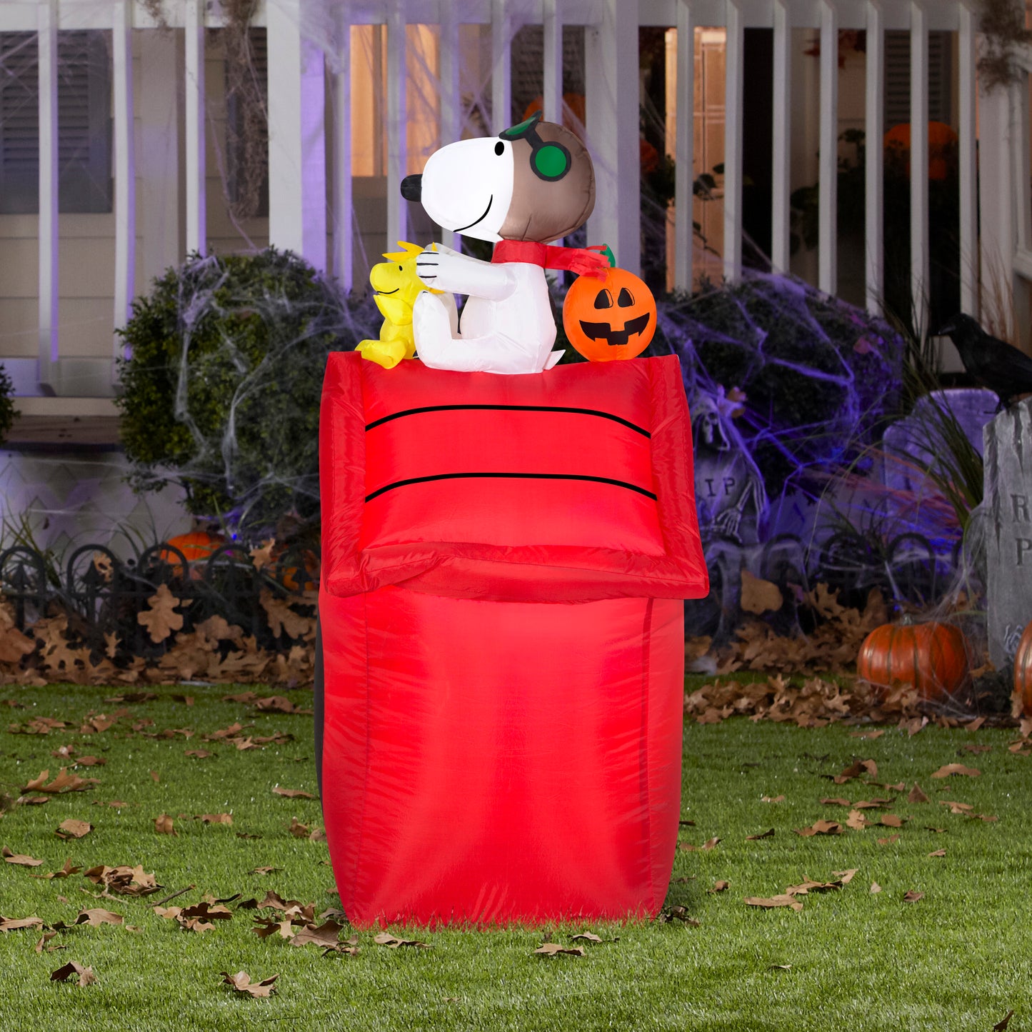 3.5-Ft Peanuts Snoopy as Flying Ace on Dog House Christmas Inflatable lifestyle