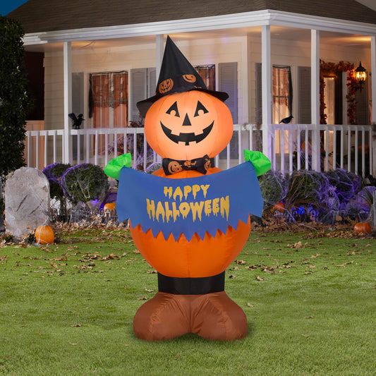 Inflatable Pumpkin Witch, 4 ft Tall lifestyle
