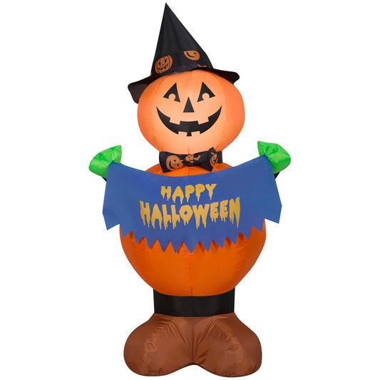 Inflatable Pumpkin Witch, 4 ft Tall