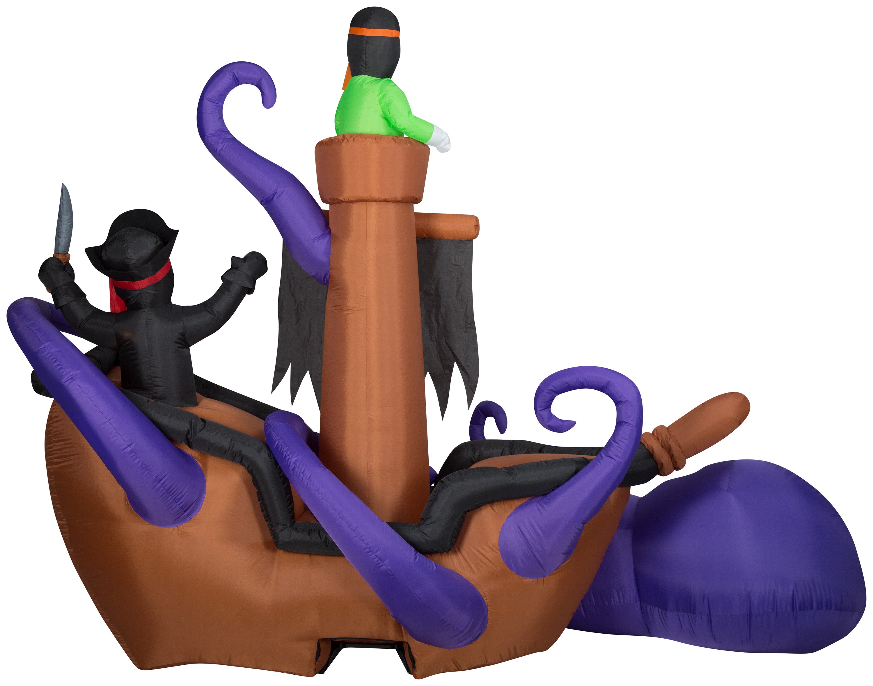 Gemmy Airblown Inflatable Halloween Pirate Ship, 7.5 ft Tall, black