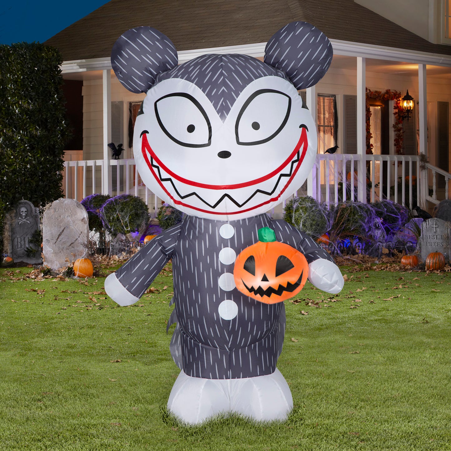 Halloween Inflatable Teddy Scare with Jack O' Lantern, 5 ft Tall lifestyle