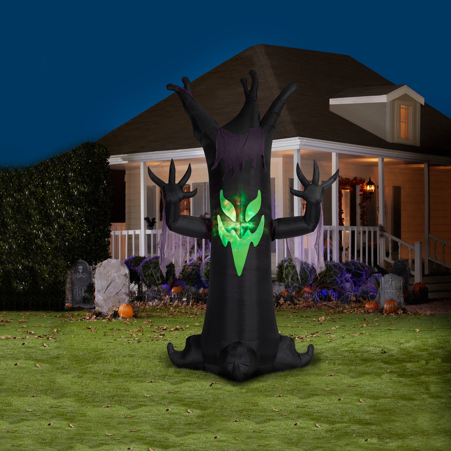 Giant Animated Inflatable Scary Tree with Fire & Ice Light Effect, 10.5 ft Tall lifestyle