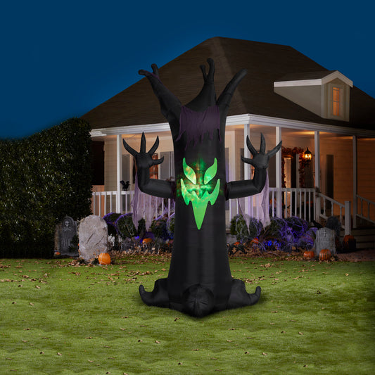 Giant Animated Inflatable Scary Tree with Fire & Ice Light Effect, 10.5 ft Tall lifestyle