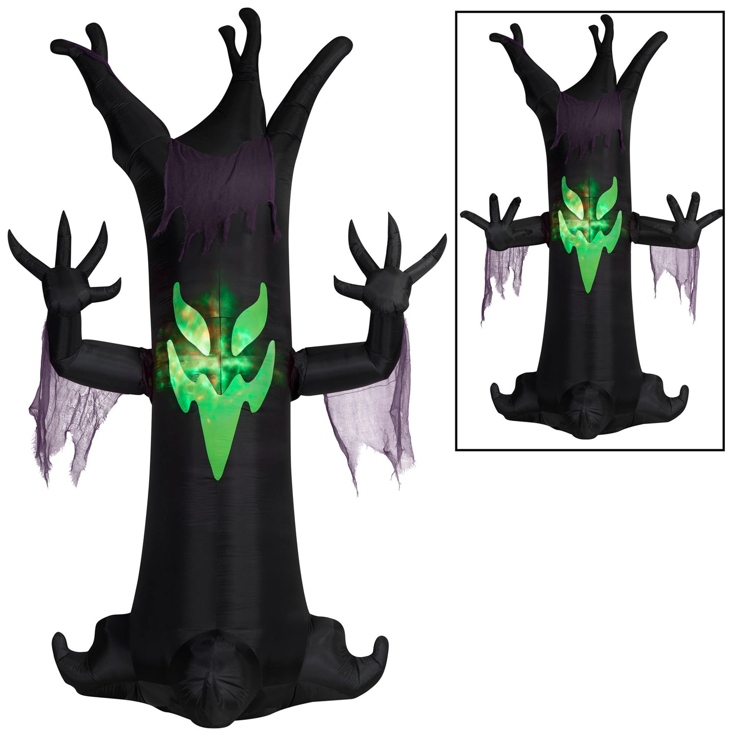 Giant Animated Inflatable Scary Tree with Fire & Ice Light Effect, 10.5 ft Tall