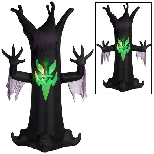 Giant Animated Inflatable Scary Tree with Fire & Ice Light Effect, 10.5 ft Tall