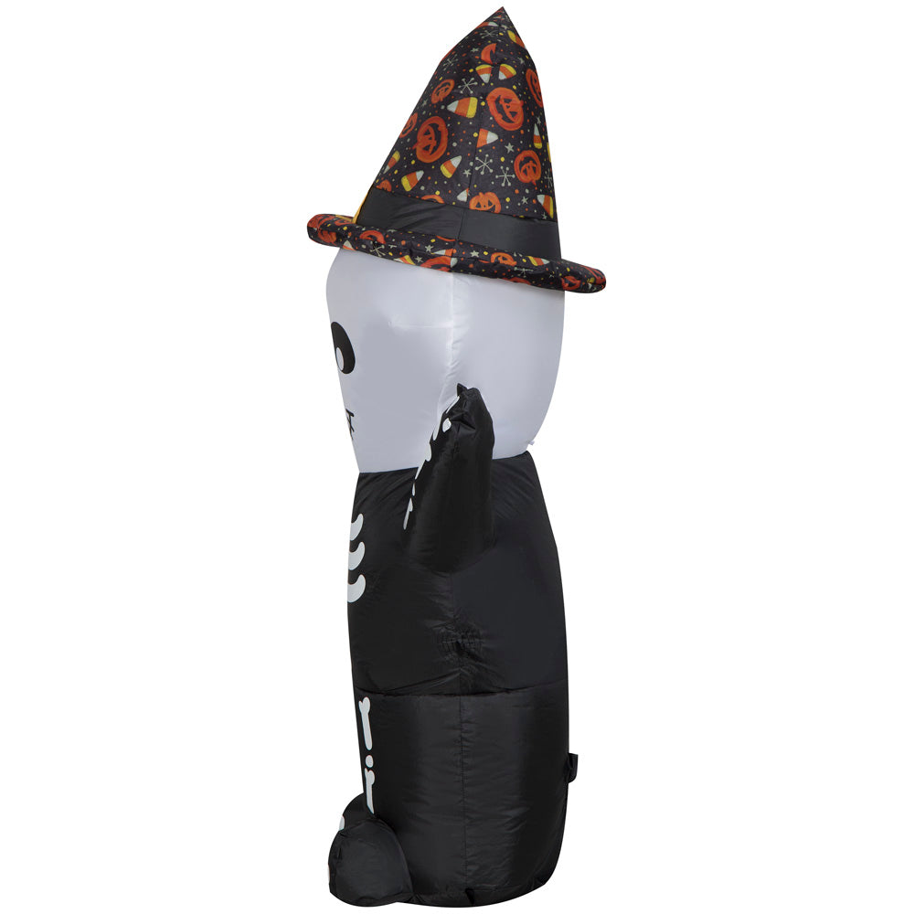 Inflatable Skeleton w/Witch Hat, 4 ft Tall image 3
