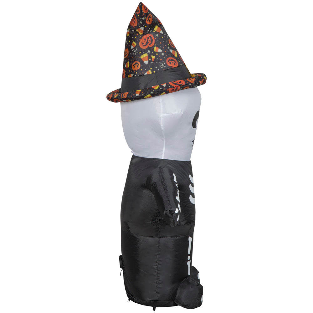 Gemmy Airblown Inflatable Skeleton w/Witch Hat , 4 ft Tall, Multi