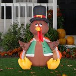 Load image into Gallery viewer, 4&#39; Airblown Happy Turkey Thanksgiving Inflatable
