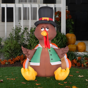 4' Airblown Happy Turkey Thanksgiving Inflatable