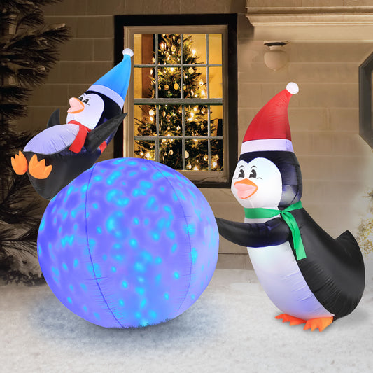 6' Inflatable PENGUINS With Swirling Lights Snowball lifestyle