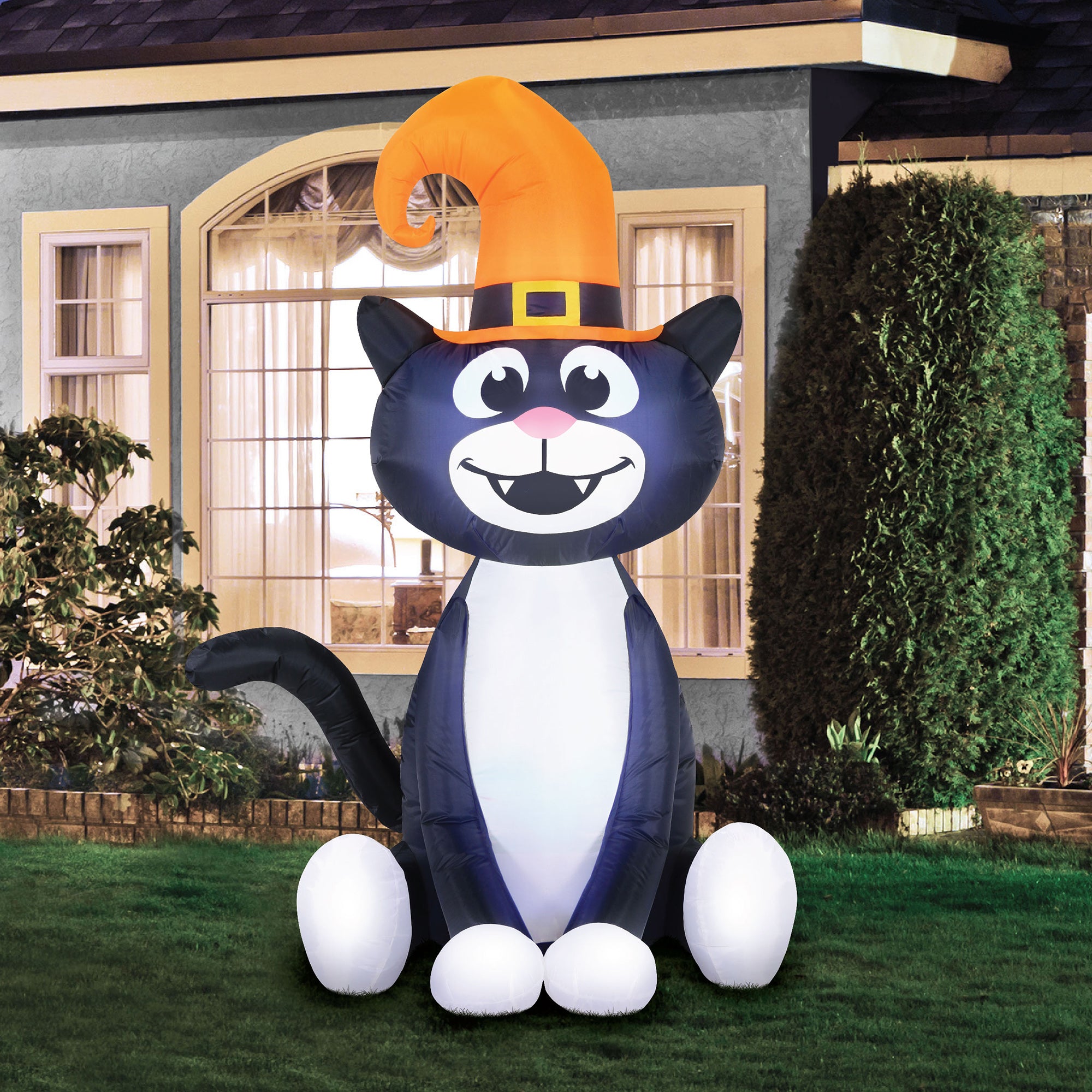 Occasions 5' INFLATABLE BLACK CAT, 3.5 ft Tall, Multicolored
