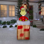 Load image into Gallery viewer, 5.5&#39; Animated Airblown Grinch Popping Out Of Chimney Grinch Christmas Inflatable
