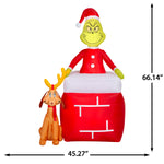 Load image into Gallery viewer, Gemmy Airblown Dr. Seuss Grinch Out of Chimney with Max Christmas Inflatable, 5.5-Ft, Animated LED Yard Decor
