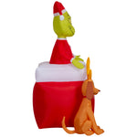 Load image into Gallery viewer, Gemmy Airblown Dr. Seuss Grinch Out of Chimney with Max Christmas Inflatable, 5.5-Ft, Animated LED Yard Decor
