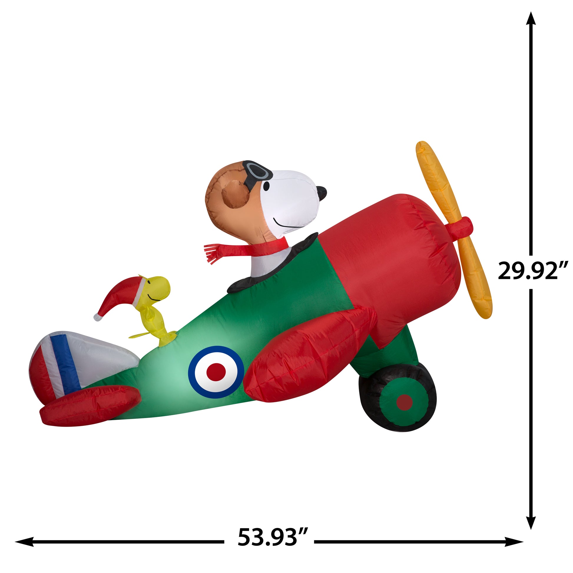 2.5-Ft Peanuts Snoopy in Airplane Christmas Inflatable dimensions
