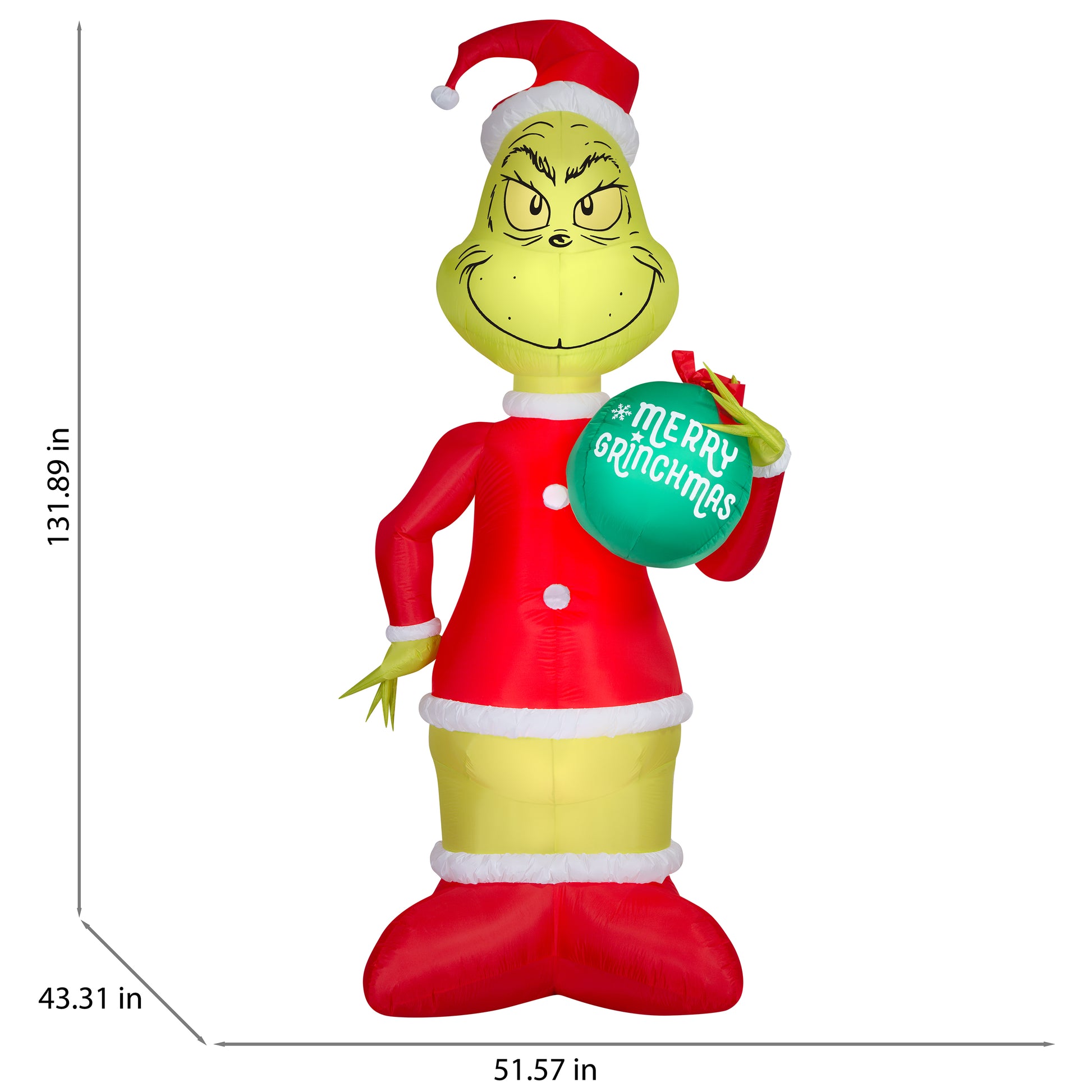 11-Ft Dr. Seuss Grinch with Ornament Christmas Inflatable dimensions