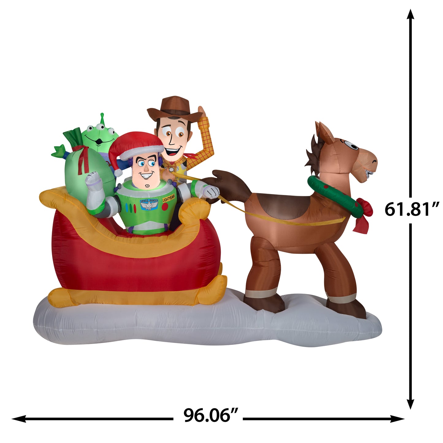 5-Ft Disney Toy Story Sleigh Scene Christmas Inflatable dimensions