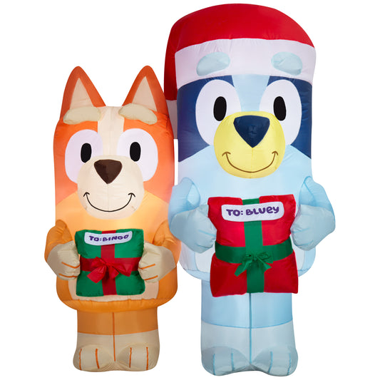 Bluey and Bingo with Christmas presents inflatable