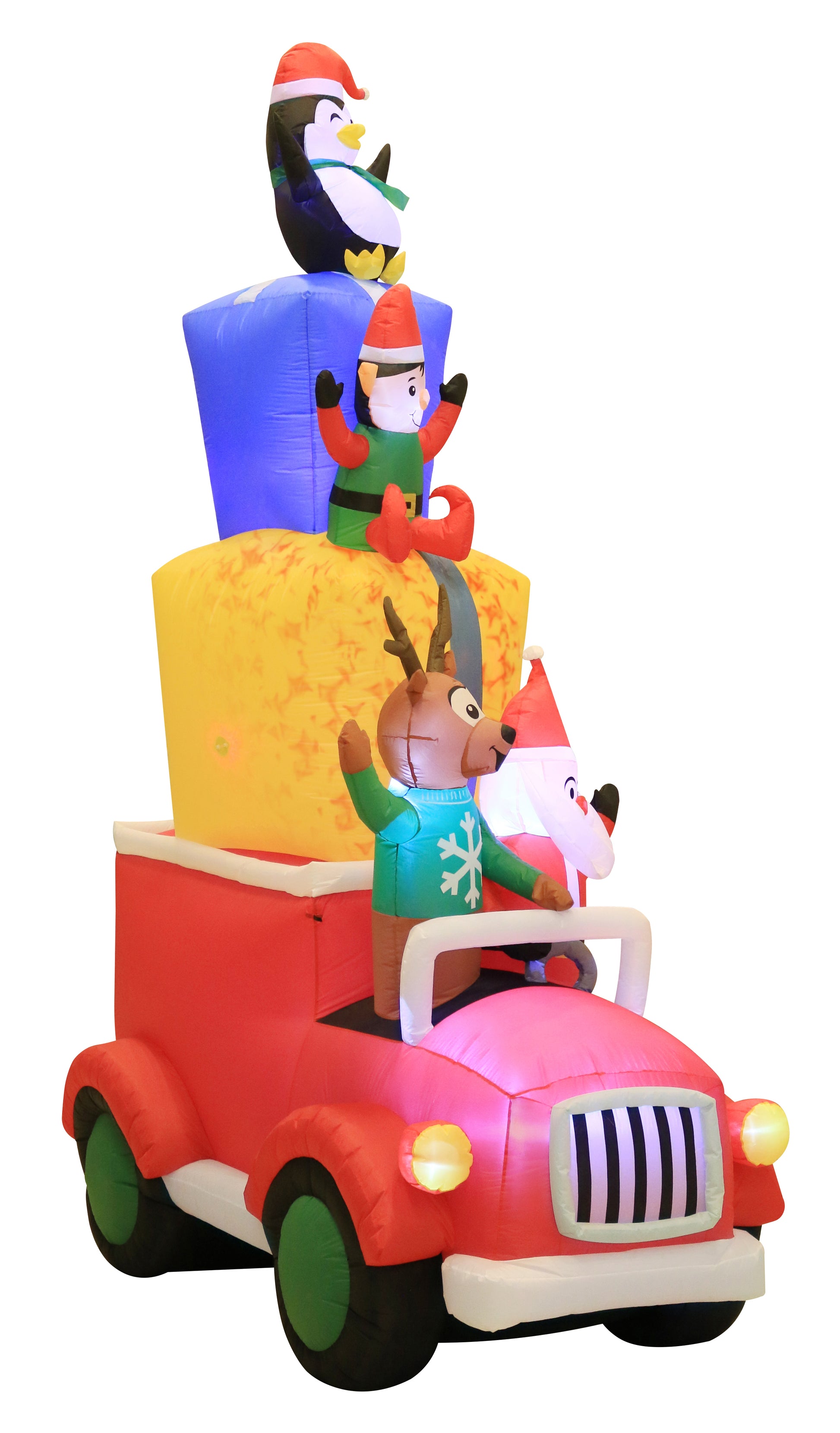 Occasions 12' INFLATABLE SWIRLING LIGHTS SANTA'S TRUCK, 8 ft Tall image 3