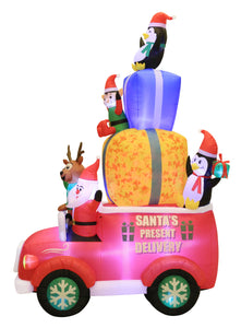 Occasions 12' INFLATABLE SWIRLING LIGHTS SANTA'S TRUCK, 8 ft Tall, Multicolored