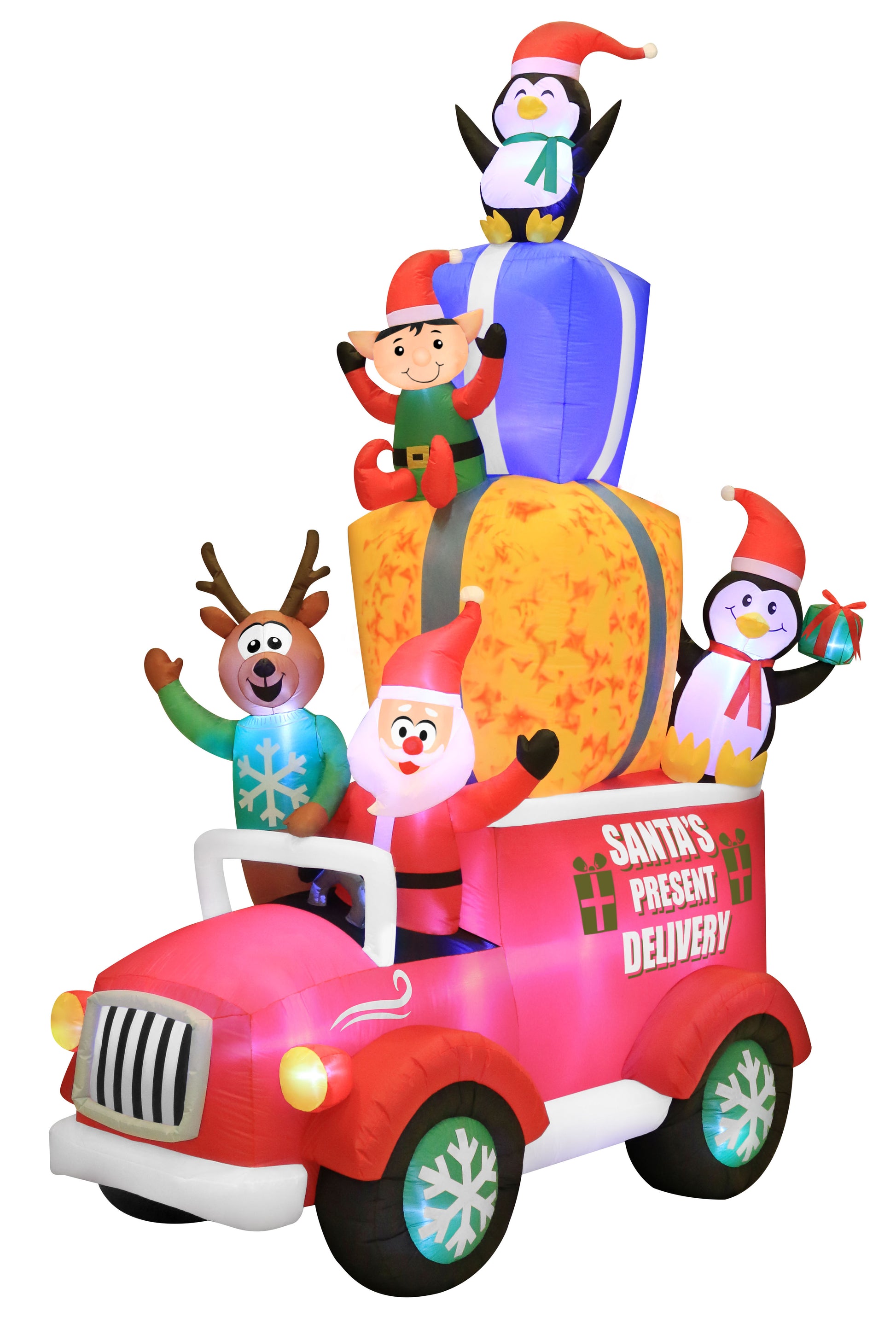 Occasions 12' INFLATABLE SWIRLING LIGHTS SANTA'S TRUCK, 8 ft Tall
