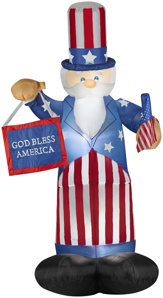 6' Uncle Sam w/Flag & Banner Spring Inflatable