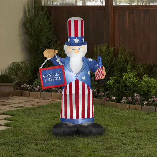 6' Uncle Sam w/Flag & Banner Spring Inflatable lifestyle