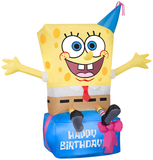 3.5 ft. Inflatable Spongebob on Birthday Present Nick